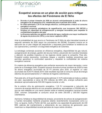 El comunicado se emitió la mañana del jueves 9 de julio de 2026 - crédito Ecopetrol