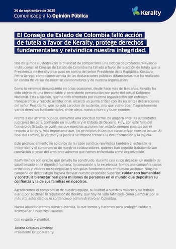 Comunicado Joseba Grajales presidente del