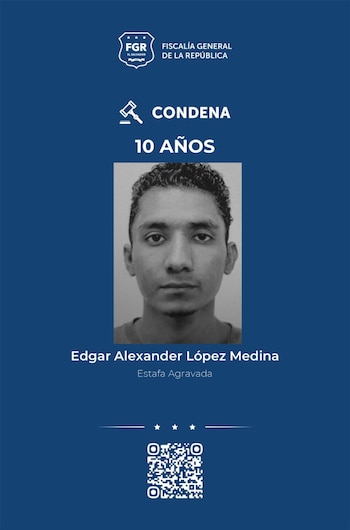 Edgar Alexander López Medina recibió diez años de prisión por estafa agravada tras ofrecer una vivienda en San Salvador Centro y no entregar el inmueble ni devolver el dinero. (Imagen: FGR)