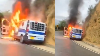 Vehículo del Inpec fue incinerado en una carretera entre Cesar y Norte de Santander: funcionarios estaban trasladando a un preso