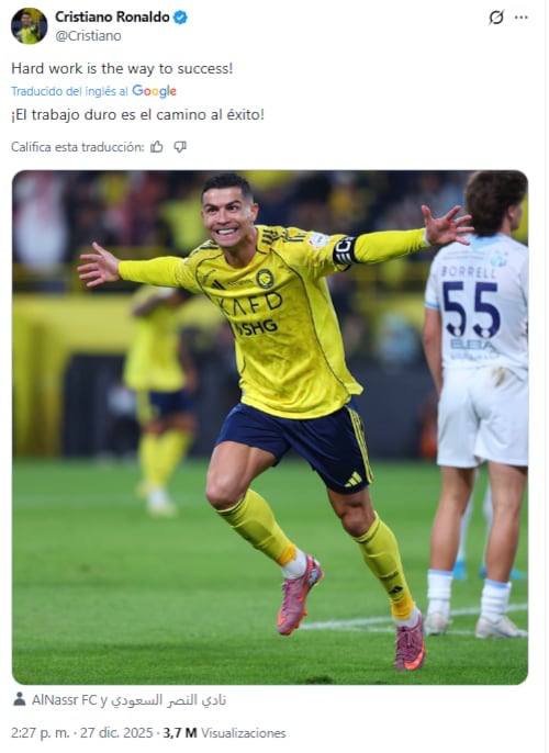 El posteo de Cristiano Ronaldo tras su doblete en Al Nassr