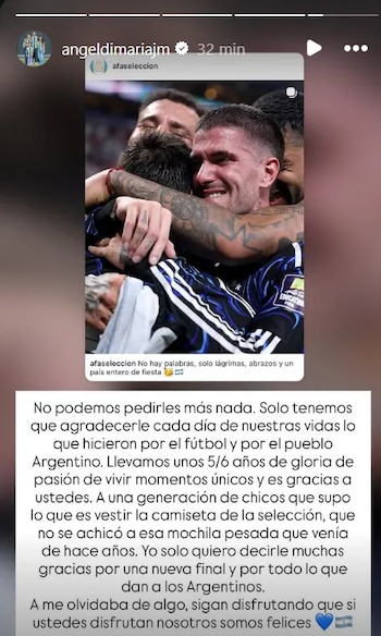 La carta de Ángel Di María (@angeldimaría)