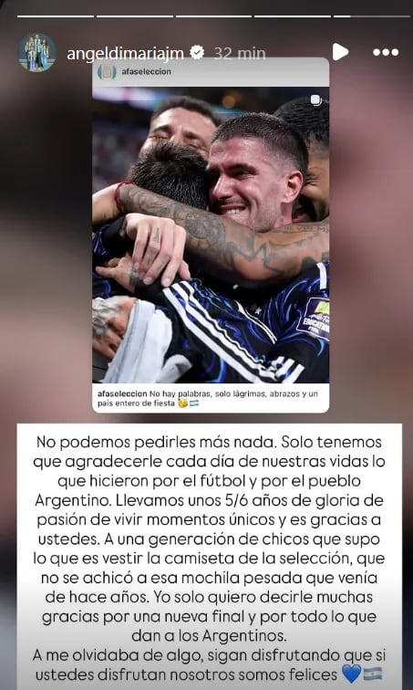 La carta de Ángel Di María (@angeldimaría)