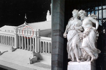 Las esculturas de “La Juventud” y “La Madurez” de Bellas Artes iban a estar en el Palacio Legislativo de Porfirio Díaz (Fotos: Monumento a la Revolución/ Twitter@MarthaDebayle)