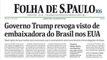 Captura de la tapa de Folha de S.Paulo