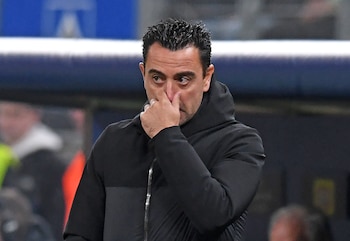 Xavi durante el partido contra