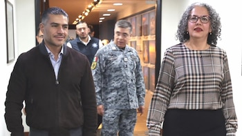 Harfuch y la gobernadora Graciela Domínguez en Sinaloa. Crédito: X - @OHarfuch