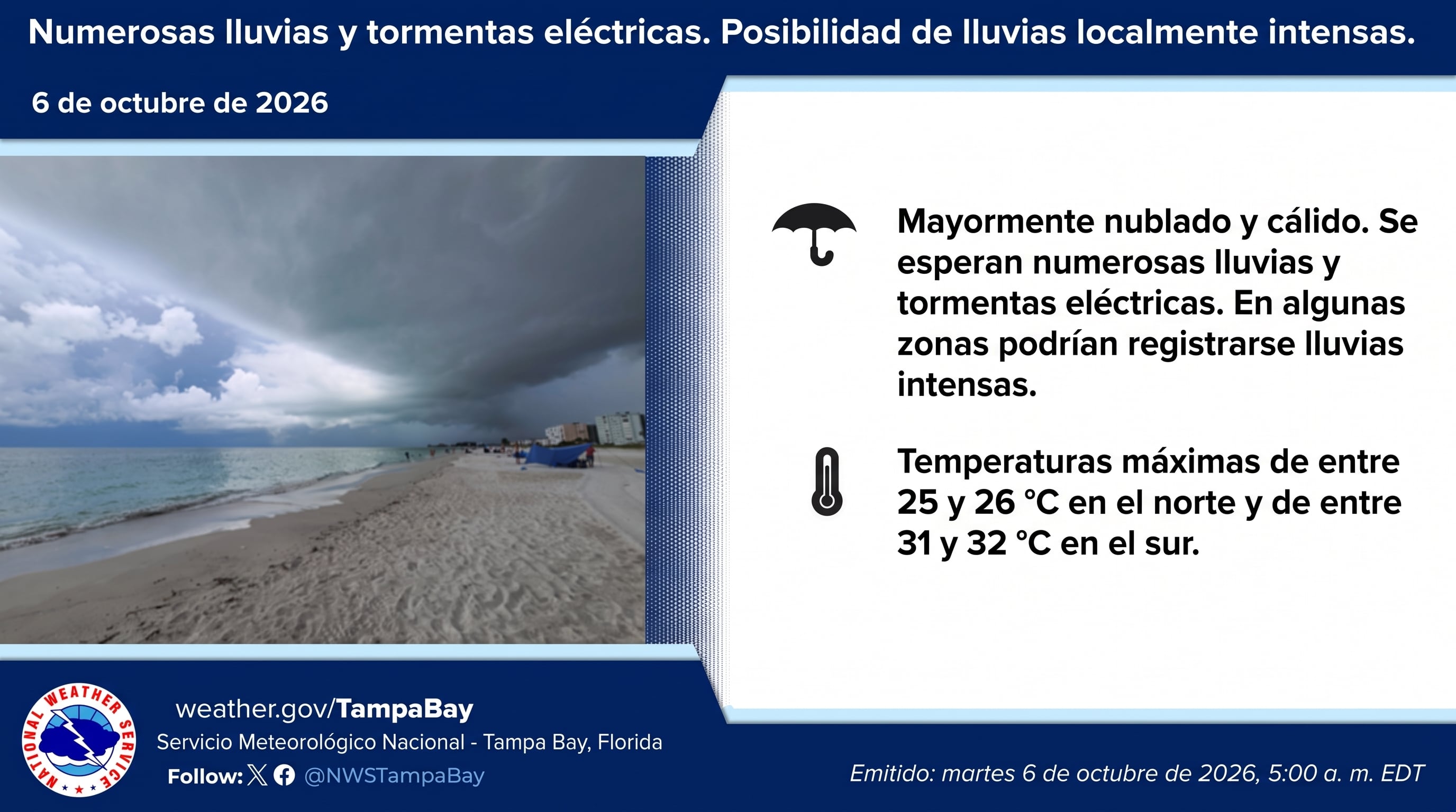 El pronóstico para la zona de Tampa Bay prevé tormentas y lluvias persistentes durante la mayor parte de la semana. (Imagen Ilustrativa Infobae)