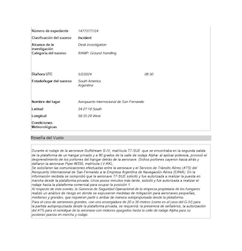 El sumario por el accidente