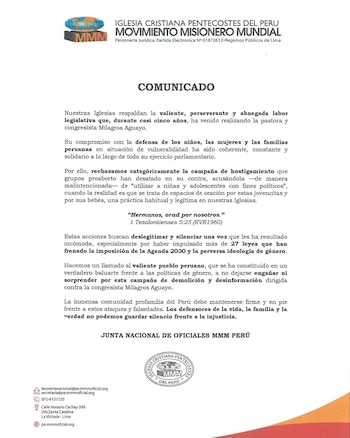 Un comunicado oficial del Movimiento