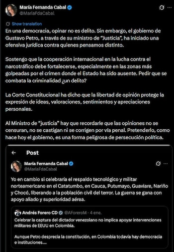 Un mensaje publicado en la