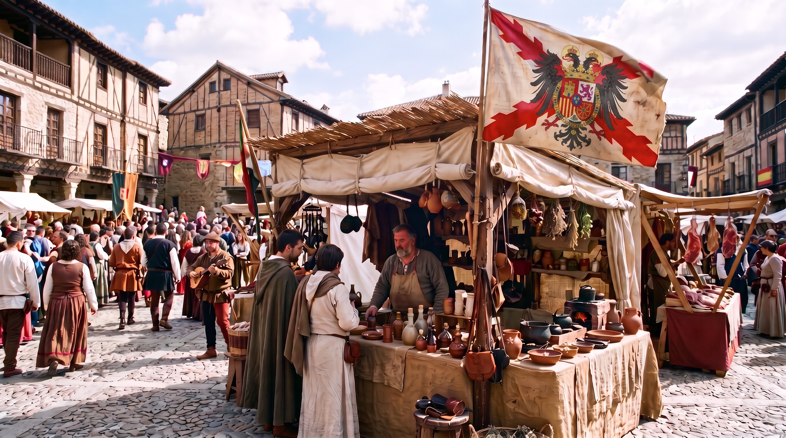Expulsan a un artesano de un mercadillo de Sevilla que tenía colgada una bandera con la Cruz de Borgoña y con águila bicéfala en su puesto