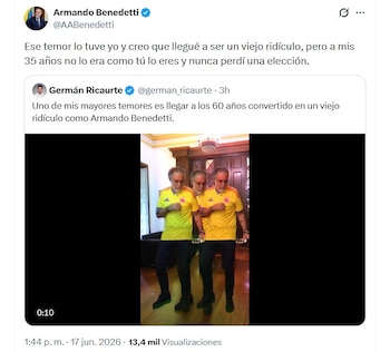 Comentario de Germán Ricaurte sobre la edad de Armando Benedetti desató respuesta 'humillante' del ministro - crédito @AABenedetti/X