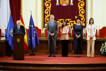 El presidente de Melilla, Juan José Imbroda durante el acto de entrega de la llave de oro de la ciudad al rey Felipe VI (EFE)