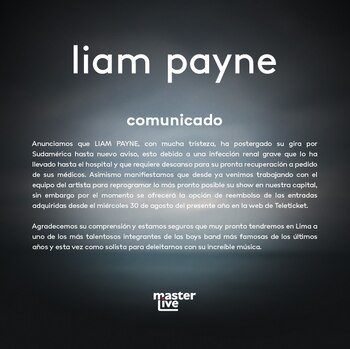 Comunicado de Masterlive Perú sobre