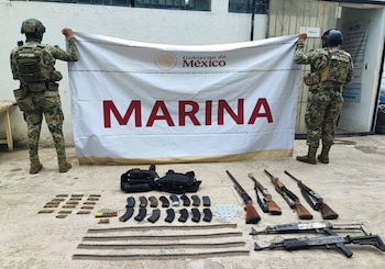 Marina rescata a joven secuestrado y decomisa arsenal en tres distintos operativos realizados en Sinaloa. Crédito: Semar