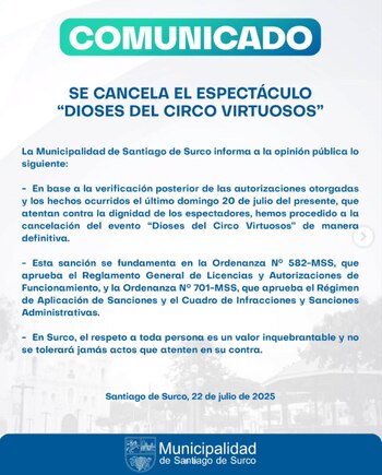Dioses del Circo queda cancelado