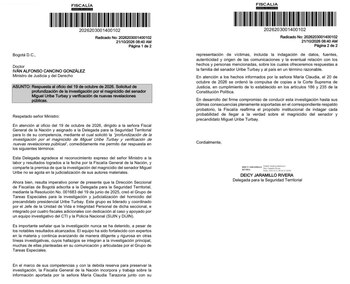 Este es el oficio con el que la Fiscalía compulsó copias a la Corte Suprema