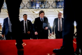 Javier Milei, presidente de Argentina, este lunes en Madrid. (EFE/Mariscal)