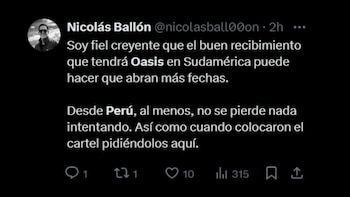 Oasis no incluyó al Perú en su gira mundial.