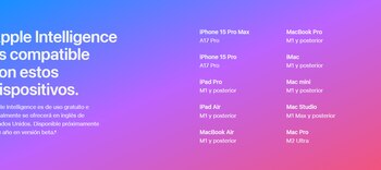 Los únicos modelos de iPhone compatibles con Apple Intelligence son 15 Pro, 15 Pro Max y posteriores. (Apple)