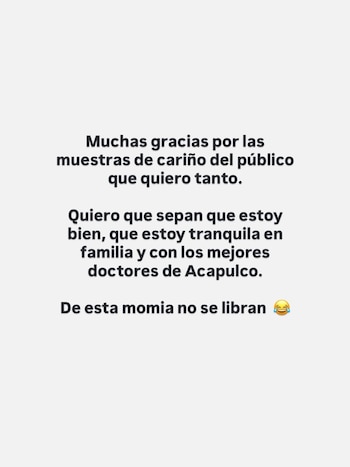 Texto centrado sobre fondo blanco con un mensaje de agradecimiento sobre la salud del autor y un emoticón de risa al final