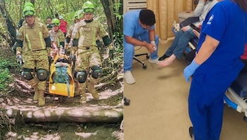 La Fuerza Armada activó el rescate en uno de los senderos del Ilamatepec tras recibir el aviso sobre la persona lesionada. (Cortesía: Fuerza Armada de El Salvador)