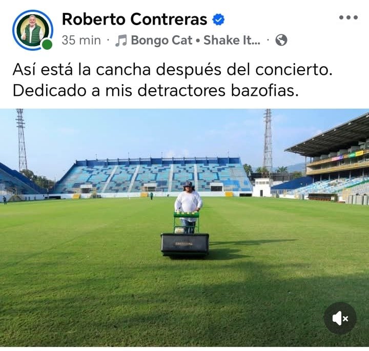 Alcalde responde a críticas mientras crece controversia por la cancha. (FOTO: Facebook)