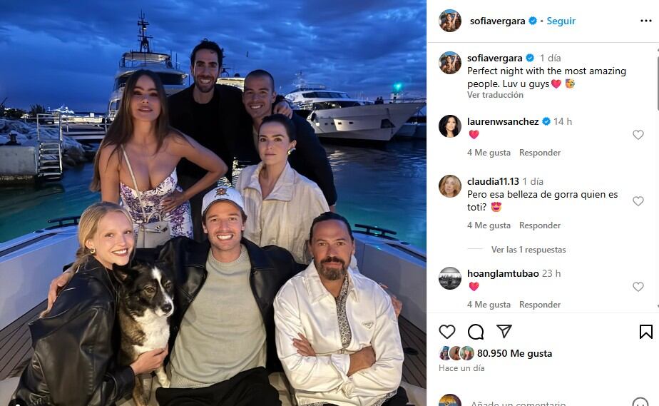 Tras la difusión de las fotografías por parte de los paparazzi, la actriz respondió subiendo las suyas propias en redes sociales, acompañada de su hijo Manolo y el propio Chabott - crédito @sofiavergara/Instagram