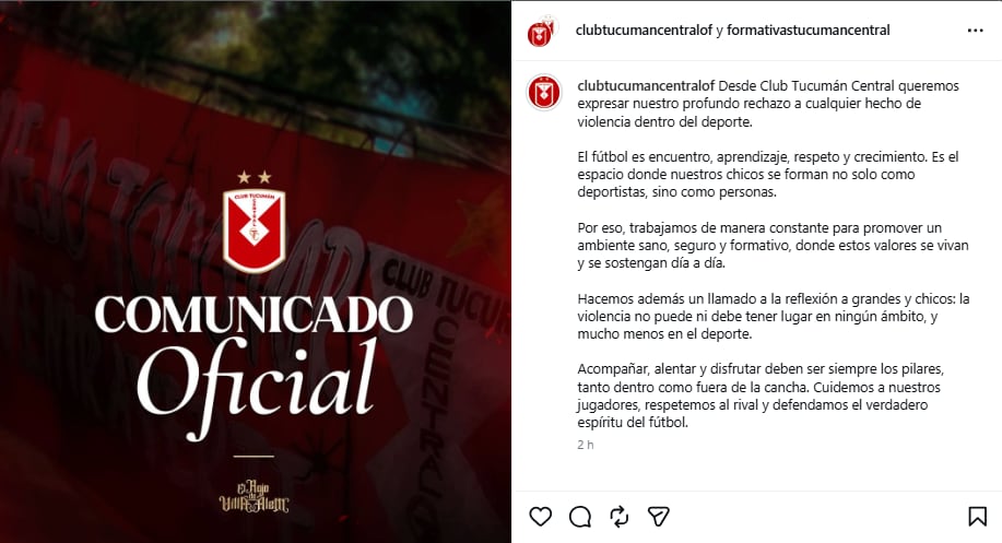 El comunicado de Tucumán Central