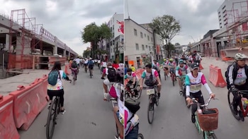 En medio de obras de la Calzada Flotante Tlalpan, personas estrenan la nueva ciclovía “La Gran Tenochtitlán”