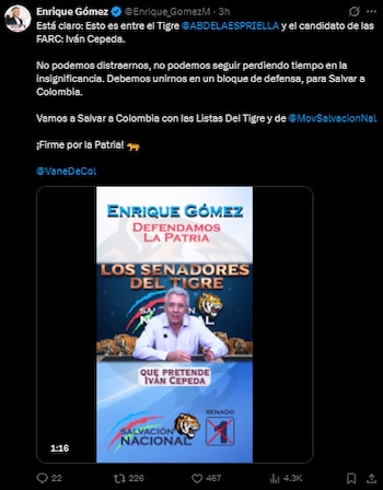 Enrique Gómez arremetió contra Iván