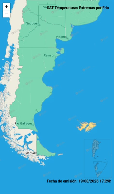 Las Islas Malvinas están bajo alerta amarilla por frío extremo