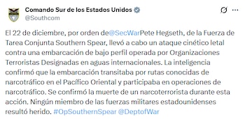 El comunicado del Comando Sur