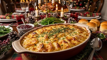 Papas gratinadas navideñas o al