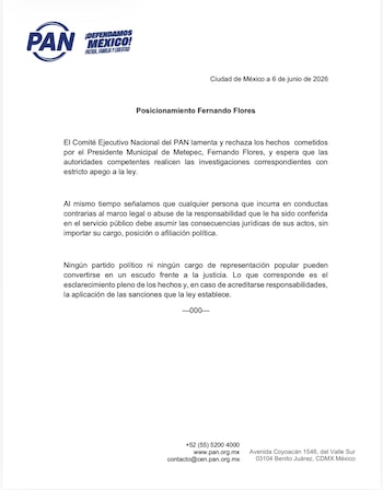 El Partido Acción Nacional condenó la forma de actuar del alcalde. (Crédito: X | @AccionNacional)
