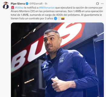 Álvaro Montero será comprado por Vélez Sarfield, su actual club y donde milita en condición en préstamo - crédito @psierrar/X
