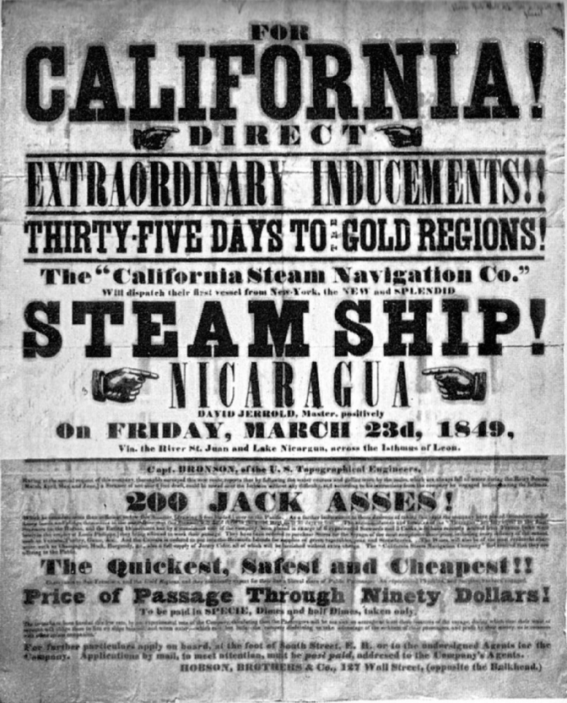 Un cartel durante la fiebre del oro en California. (Internet)