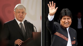El presidente mexicano Andrés Manuel López Obrador y su par boliviano Evo Morales
