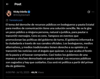Vicky Dávila habló en su