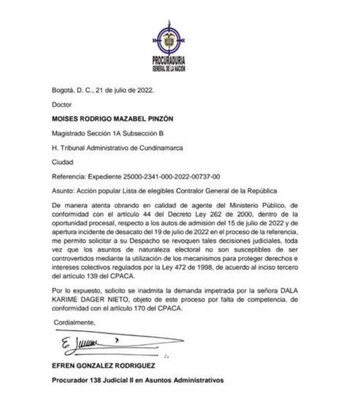 Aportado por la Procuraduría.