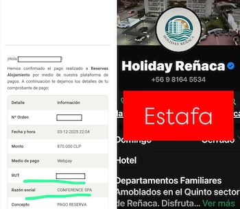 La página web falsa tenía