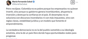 La senadora María Fernanda Cabal