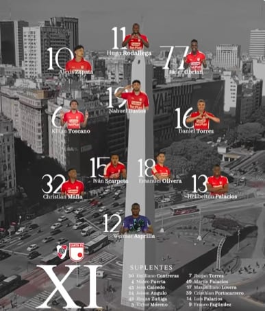 Titulares de Santa Fe para el partido en Buenos Aires ante River Plate, por los octavos de final de la Copa Sudamericana 2026 - crédito @SantaFe/X
