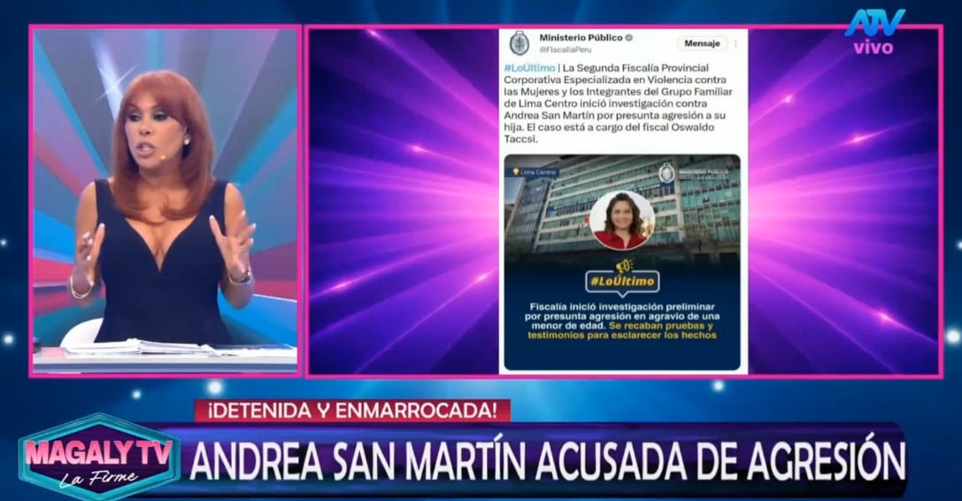 Magaly Medina cuestiona si Andrea San Martín está capacitada para criar a su hija tras denuncia por presunta agresión. Captura: Magaly TV La Firme.