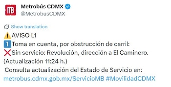 Avance en tiempo real de las diversas líneas de la red de transporte público capitalino.