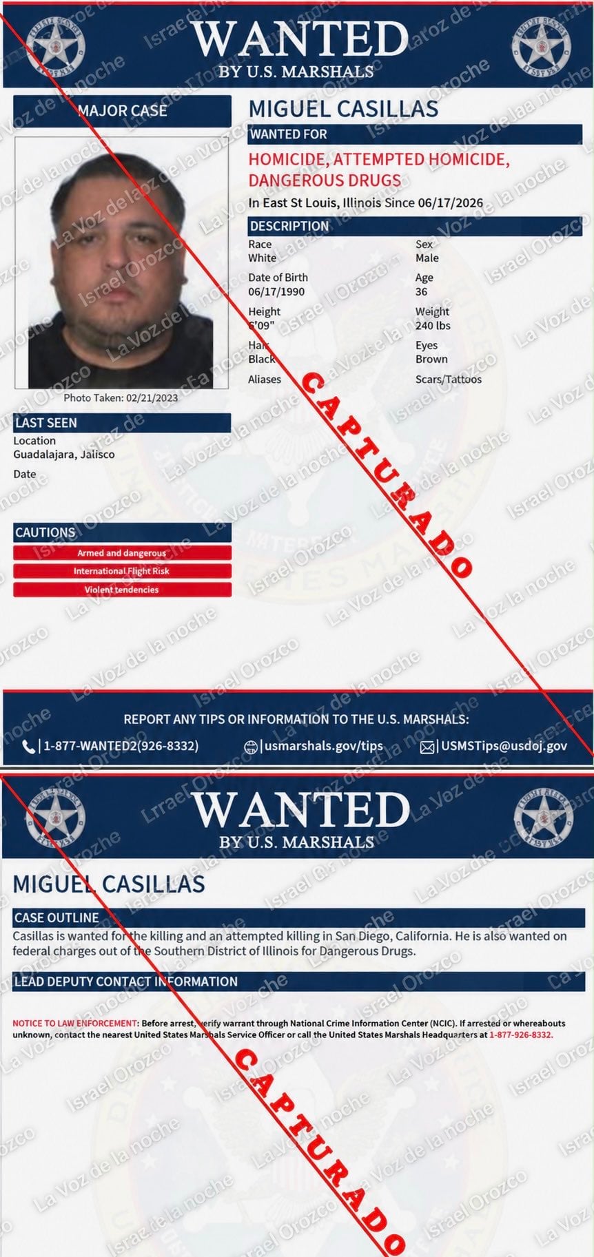 La Secretaría de Seguridad de Jalisco informó que el detenido era buscado por homicidio y delitos contra la salud en Estados Unidos. (X @IsraelOroozco)