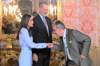 La reina Letizia apuesta todo al azul bebé en la previa al Premio Cervantes 2026 (Europa Press)
