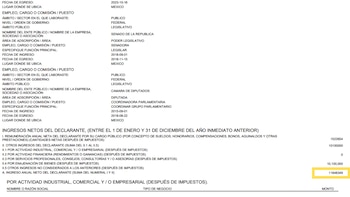 Rocío Nahle declara ingresos por 11 millones de pesos en 2025.