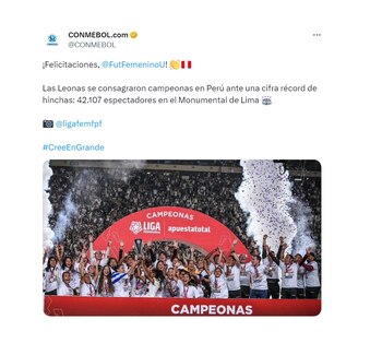 El reconocimiento de la Conmebol